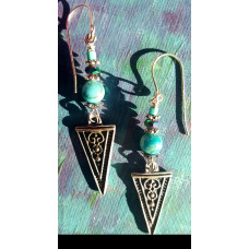 Green turq drop earrings